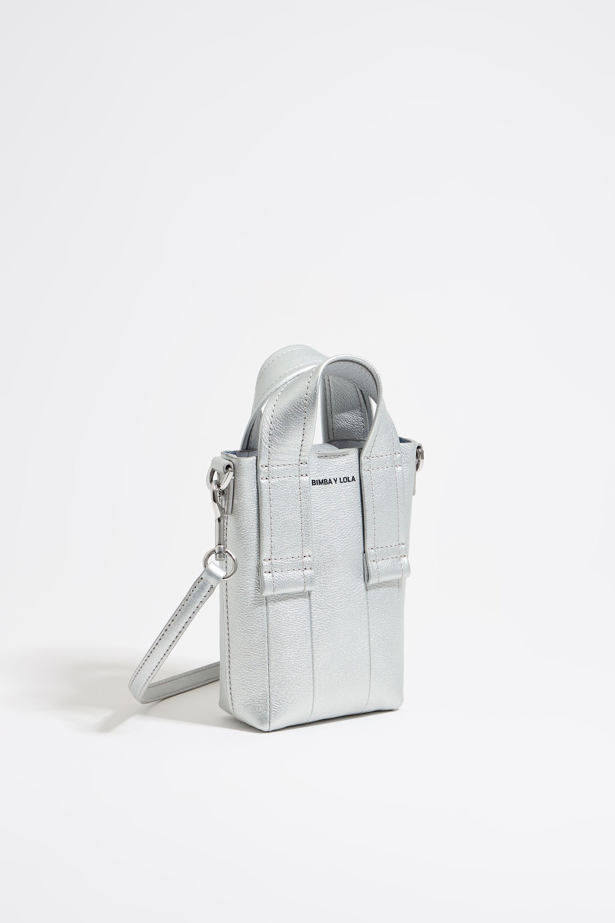 Bolsa bandolera mini piel plata