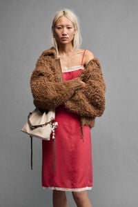 Bolsa Paper pequeña piel asa trenzada marfil