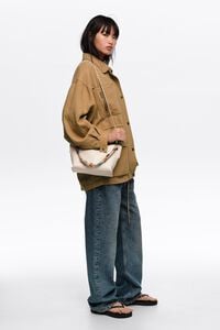 Bolsa trapecio mediana piel blanco hueso