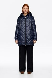 Chamarra plumas capucha recta marino oscuro