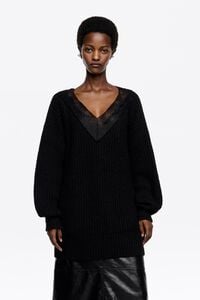 Long black lace sweater