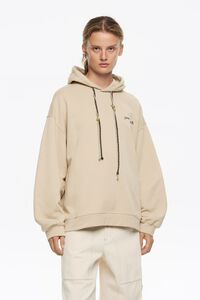 Beige floral logo hoodie