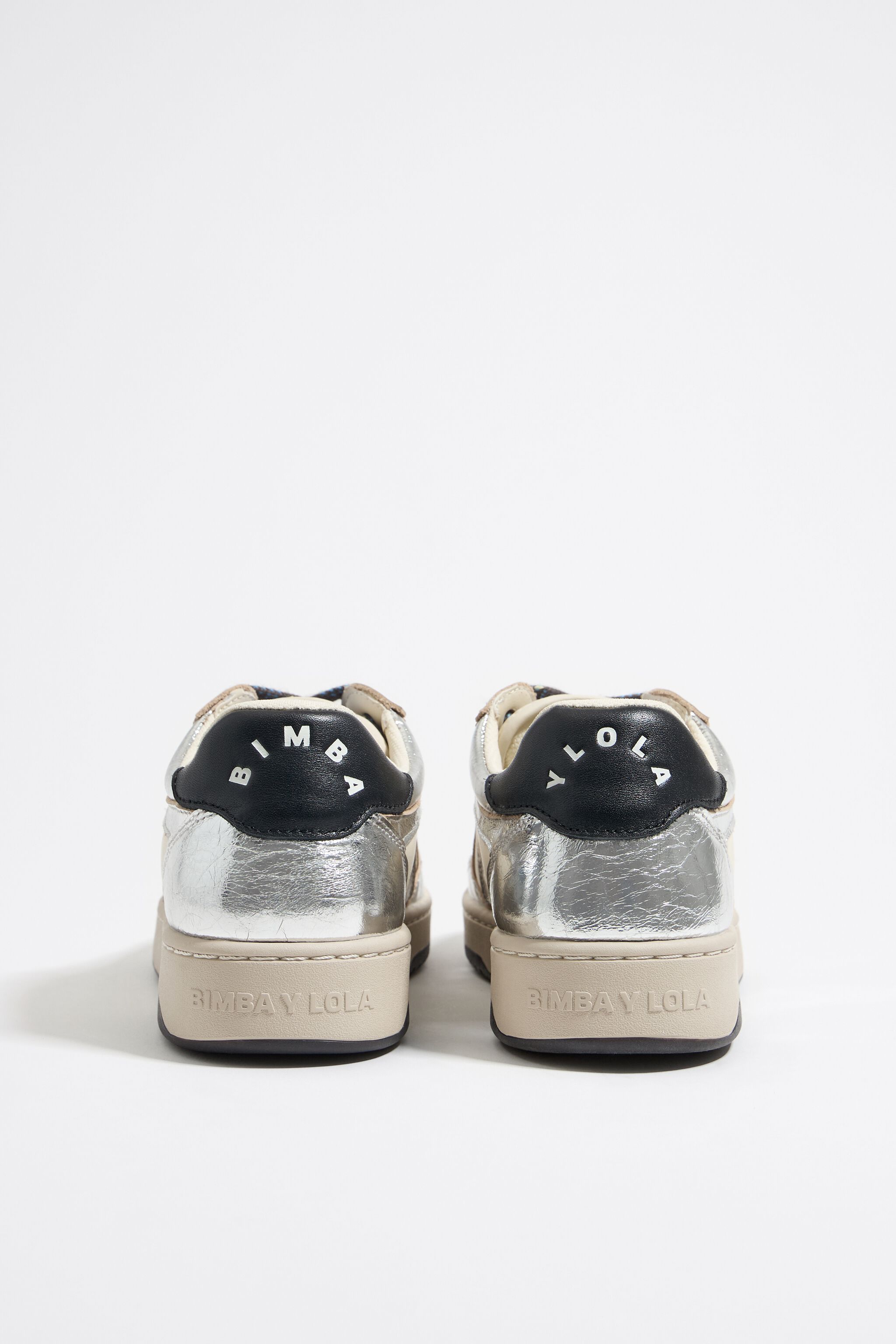 Silver leather cupsole sneaker