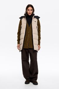 Chaleco reversible capucha piedra