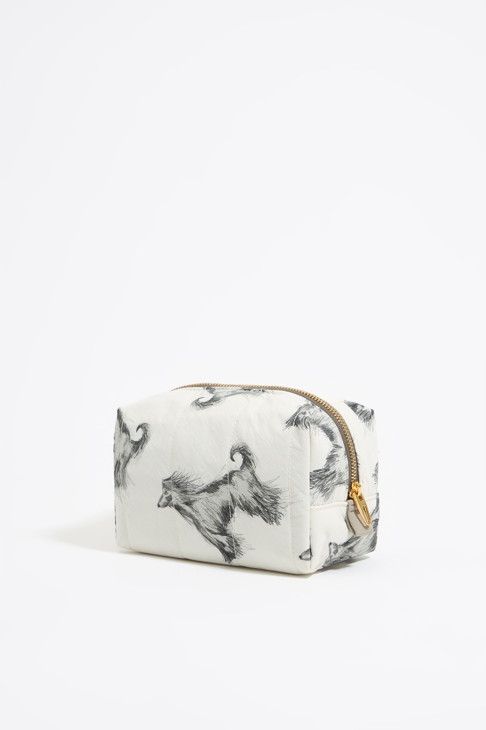 Neceser mediano nylon print galgo lapiz gris