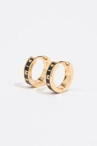Aretes aro peque&ntilde;o logo negro
