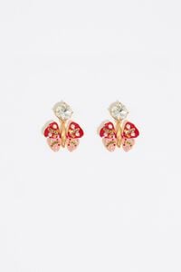 Pendientes mariposa y cristal rojos