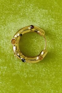 Aretes aro cristales topacio y metal textura dorado