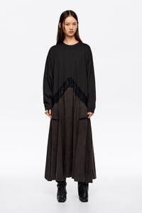 Washed black lace 2 in 1 sweatshirt dress