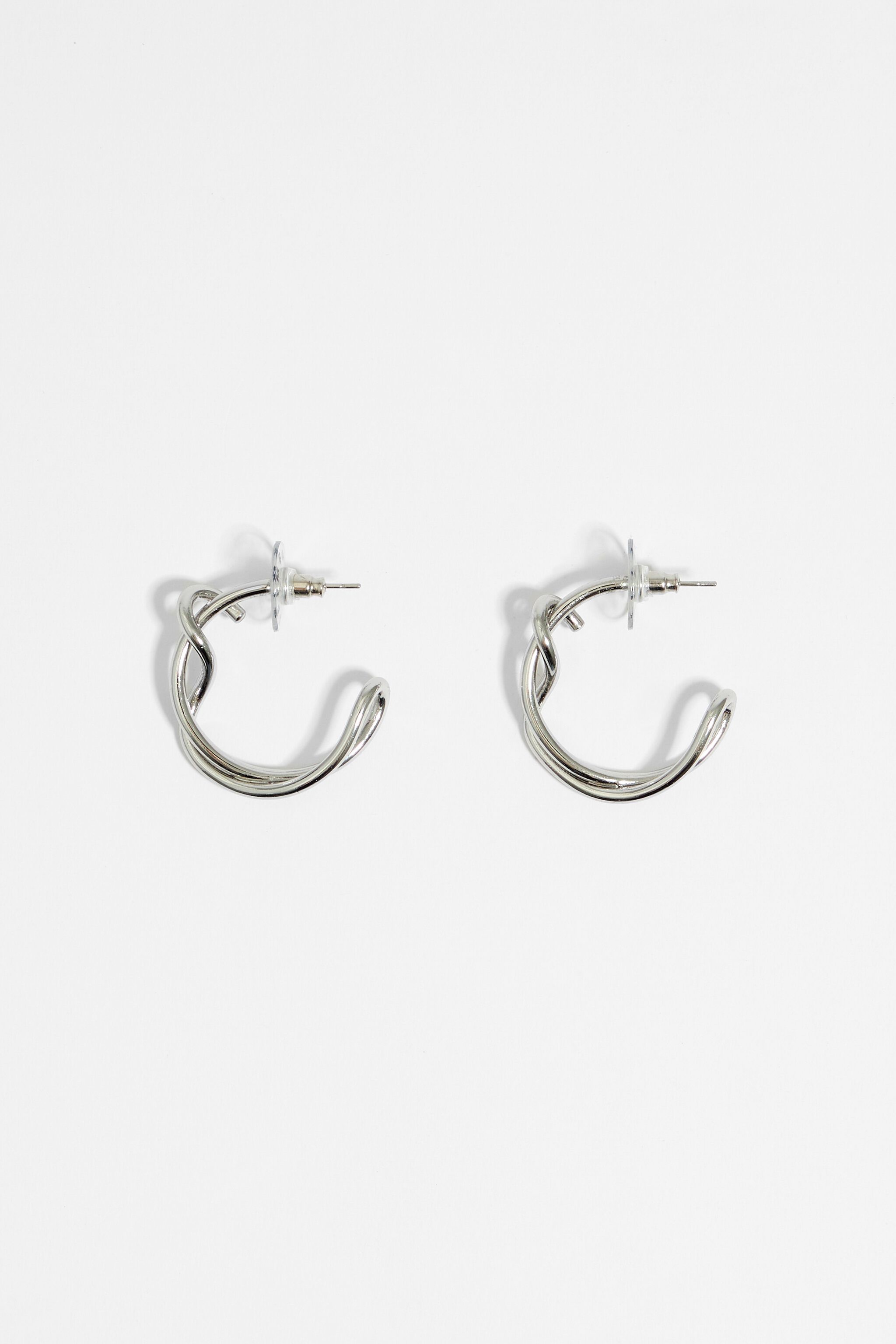 Silver knot mini hoop earrings