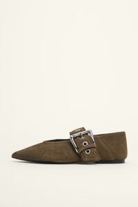 Zapatilla piel verde oscuro