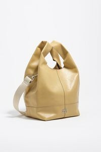 Medium oatmeal leather Paper bag
