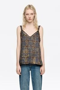 Top tirantes doble capa encaje Ikatmix azul