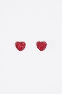 Aretes coraz&oacute;n cristales rojo
