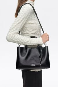 Medium black leather Chihuahua tote bag