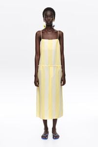 Vestido recto lino stripes lima