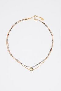 Collar cadena piedras logo negro