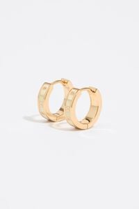 Aretes aro peque&ntilde;o logo marfil