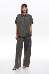 Washed black fluid jogger trousers