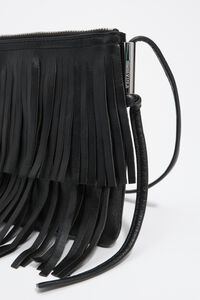 Bolsa sobre peque&ntilde;a piel flecos negra