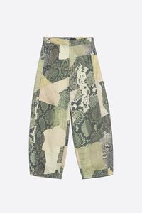 BARREL- Green Snake patchwork adjustable waist denim trousers