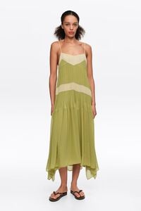 Vestido tirantes plisado l&iacute;nea A bicolor