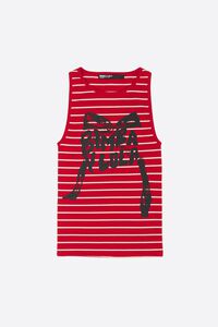 Red logo tie sleeveless top