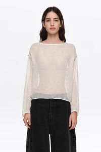 Su&eacute;ter boxy bolas metalizadas blanco