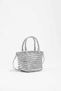 Bolsa mini trenzada piel plata