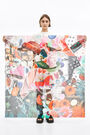 Red art brut digital collage shawl Red art brut digital collage shawl