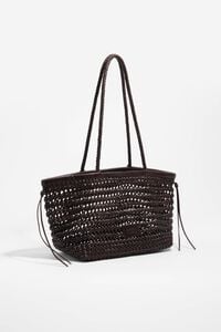 Bolsa shopper grande trenzado piel caf&eacute; oscuro