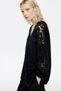 Cárdigan largo encajes negro