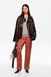 Pantalón recto sin cintura Lynx café