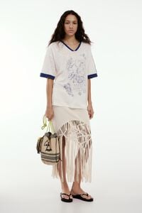 Camiseta logo frutas lino lavado marfil
