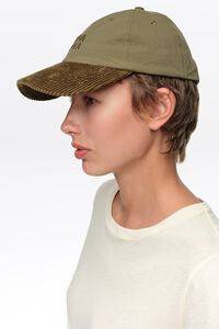 Khaki cotton and corduroy cap