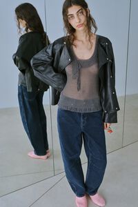 BARREL- Dark blue denim leg 5-pocket trousers