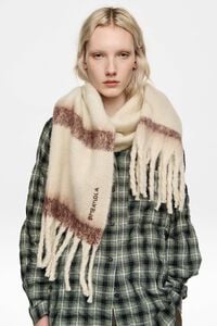 Bufanda cepillada rayas marfil