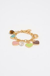 Pulsera cadena dorada con logos coraz&oacute;n