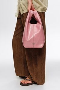 Medium pink leather Paper bag