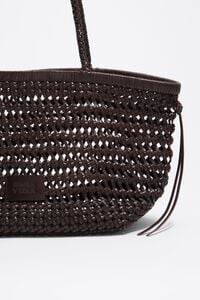 Large brown plaited leather shopper bag