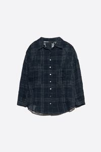 Navy checked linen shirt