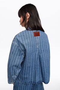 Faded A-line denim jacket with blue stripes