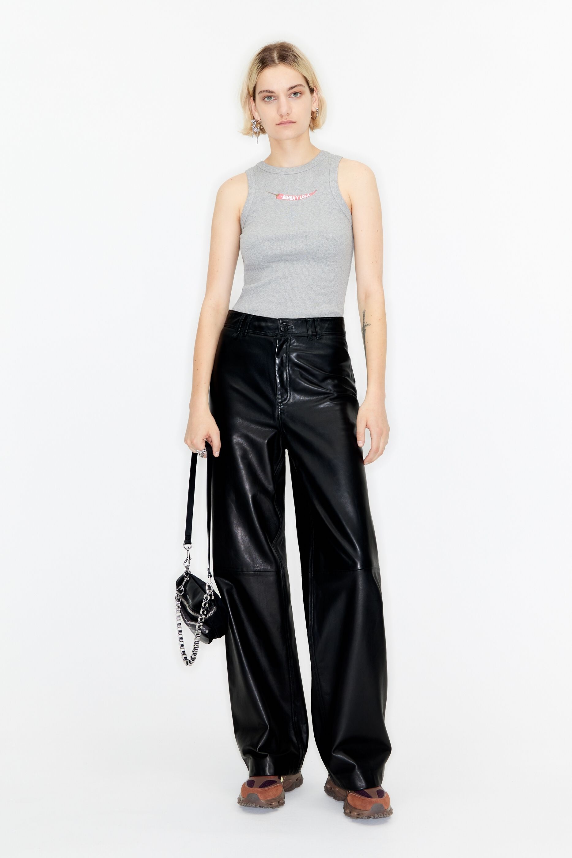 Pantalon de piel negro outlet