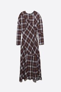 Garnet checked patchwork dress with batwing sleeves