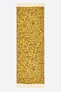 Yellow animal print jacquard acrylic shawl