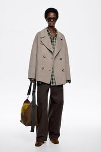 Taupe short double-face jacket Taupe short double-face jacket