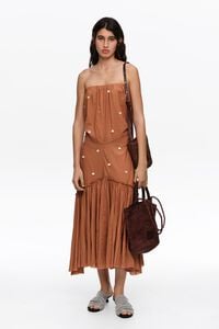 Vestido strapless fruncido tofe