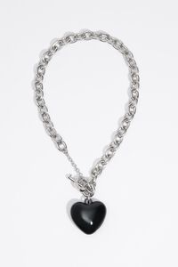 Collar cadena coraz&oacute;n negro