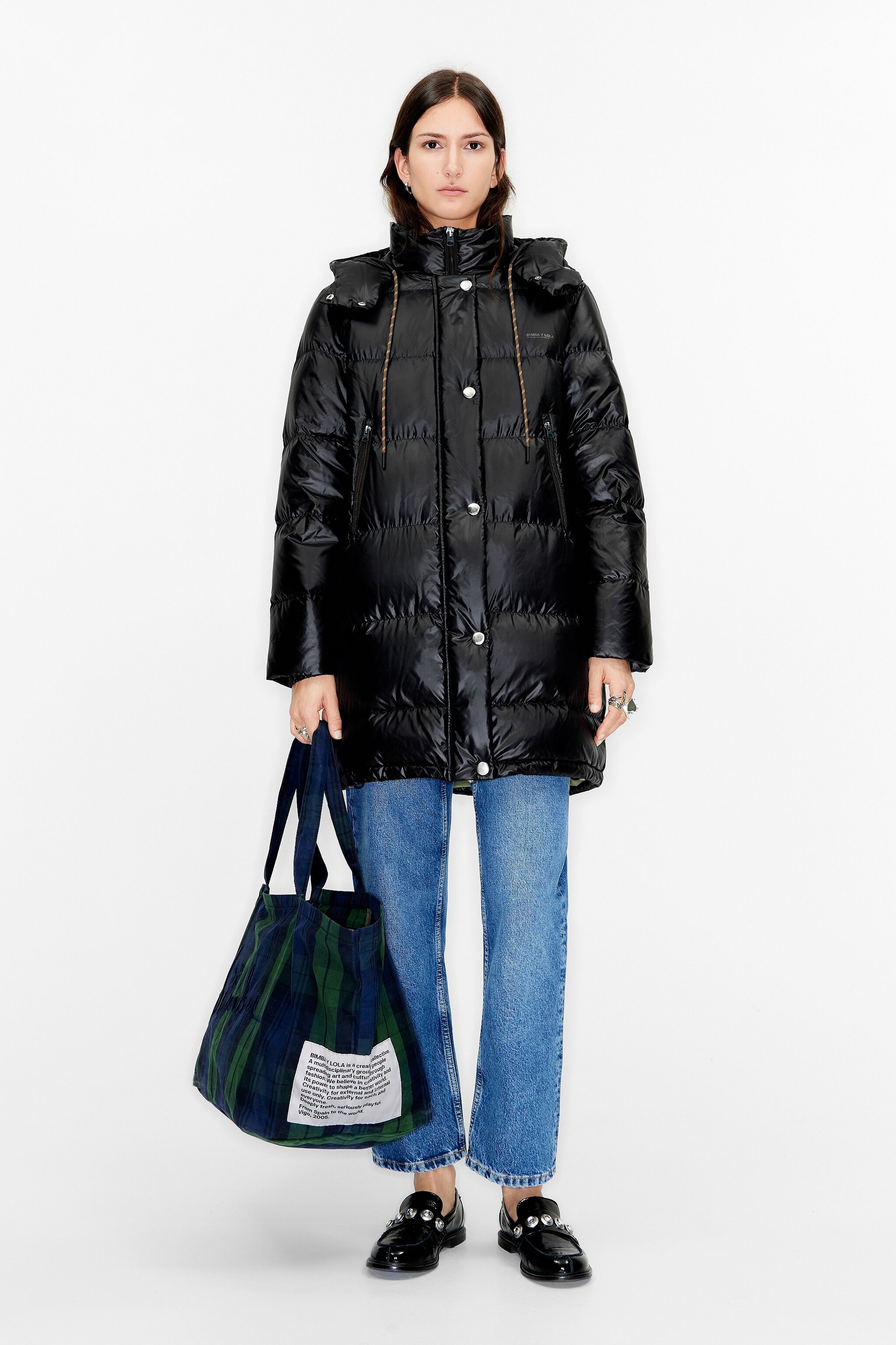 Midi black top puffer jacket