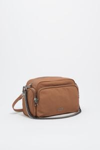 Bolsa bandolera Pocket grande algod&oacute;n caf&eacute; claro